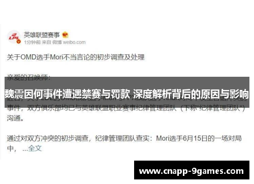 魏震因何事件遭遇禁赛与罚款 深度解析背后的原因与影响 魏震因何事件遭遇禁赛与罚款 深度解析背后的原因与影响